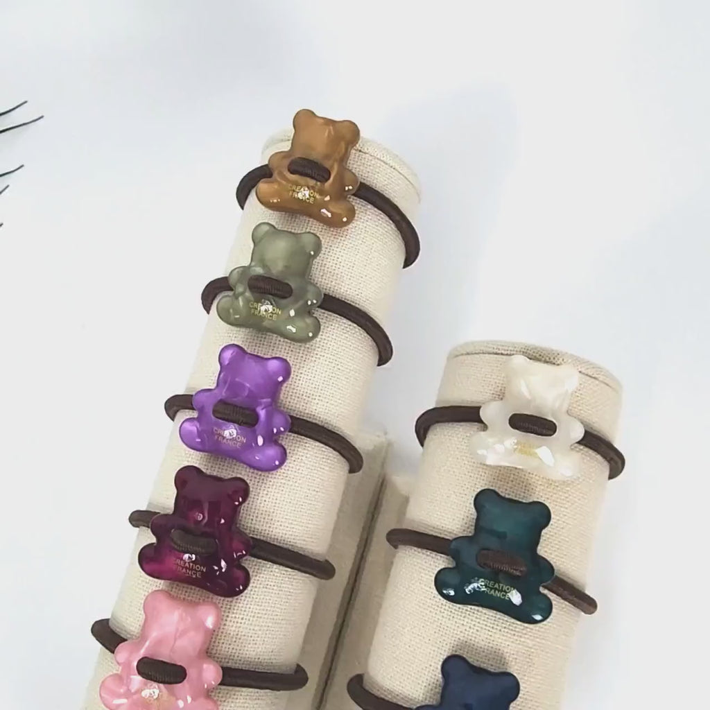 Velvet Aurora Convex Bear Stitch Elastic Hair Tie (1.1 Inch) / Simple Cute Ponytail Holder / Hair Accessory for Woman / French Hair Tie