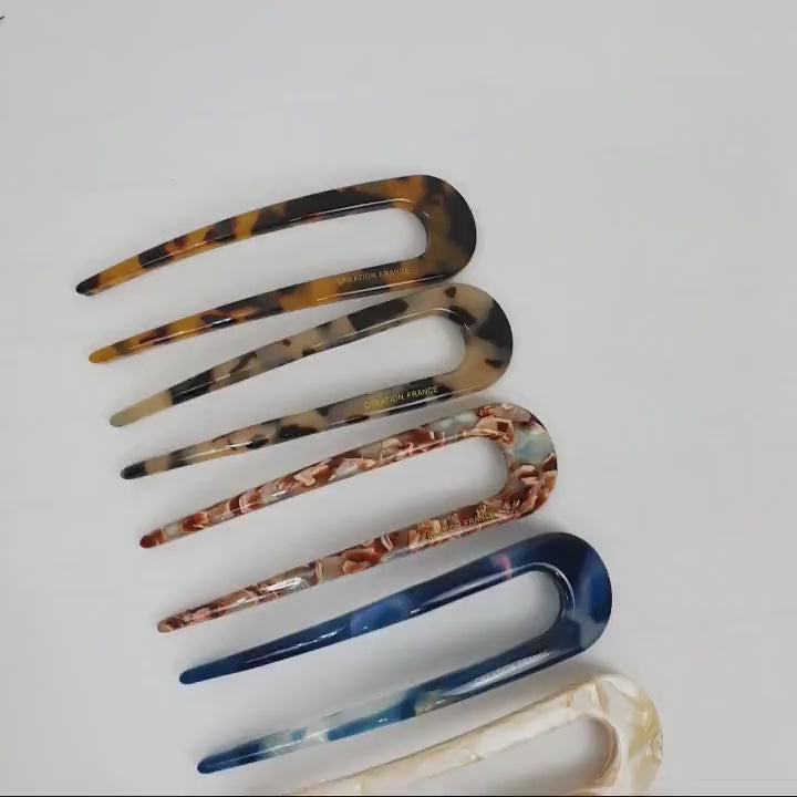Straight Line U Shape Hair Stick / Tortoise Shell French Hair Pin / Hair Fork for Woman