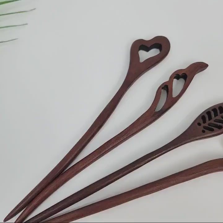 Real Wood Hair Stick (7.0 Inch) / Vintage French Hair Pin / Hair Fork for Thick Hair